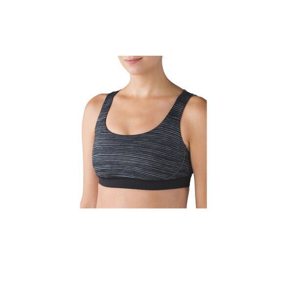 Lululemon Women 4 Energy Bra Exhale Blurry Belle Battleship Black & Grey Striped - Picture 5 of 13